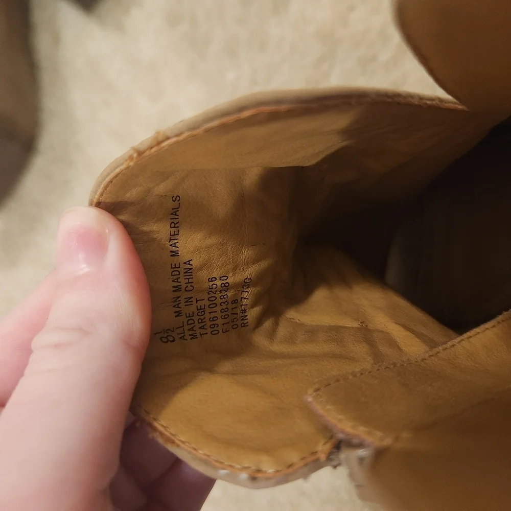 Universal Thread Edwina Open Toe Block Heel‎ Booties Taupe Tan Women's Size 8.5